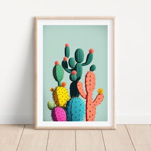 Kaktus Wand Kunst druckbare Kaktus und Blume Druck Minimalistische digitale Kunst Kakteen Wand Kunst Kaktus Wohnkultur Botanische Boho Wand Kunst