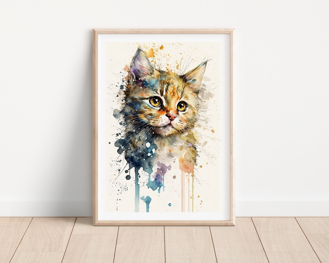 Katze Druck Tier Wand Kunst Katze Wand Dekor Tier Kinderzimmer Etsy.de