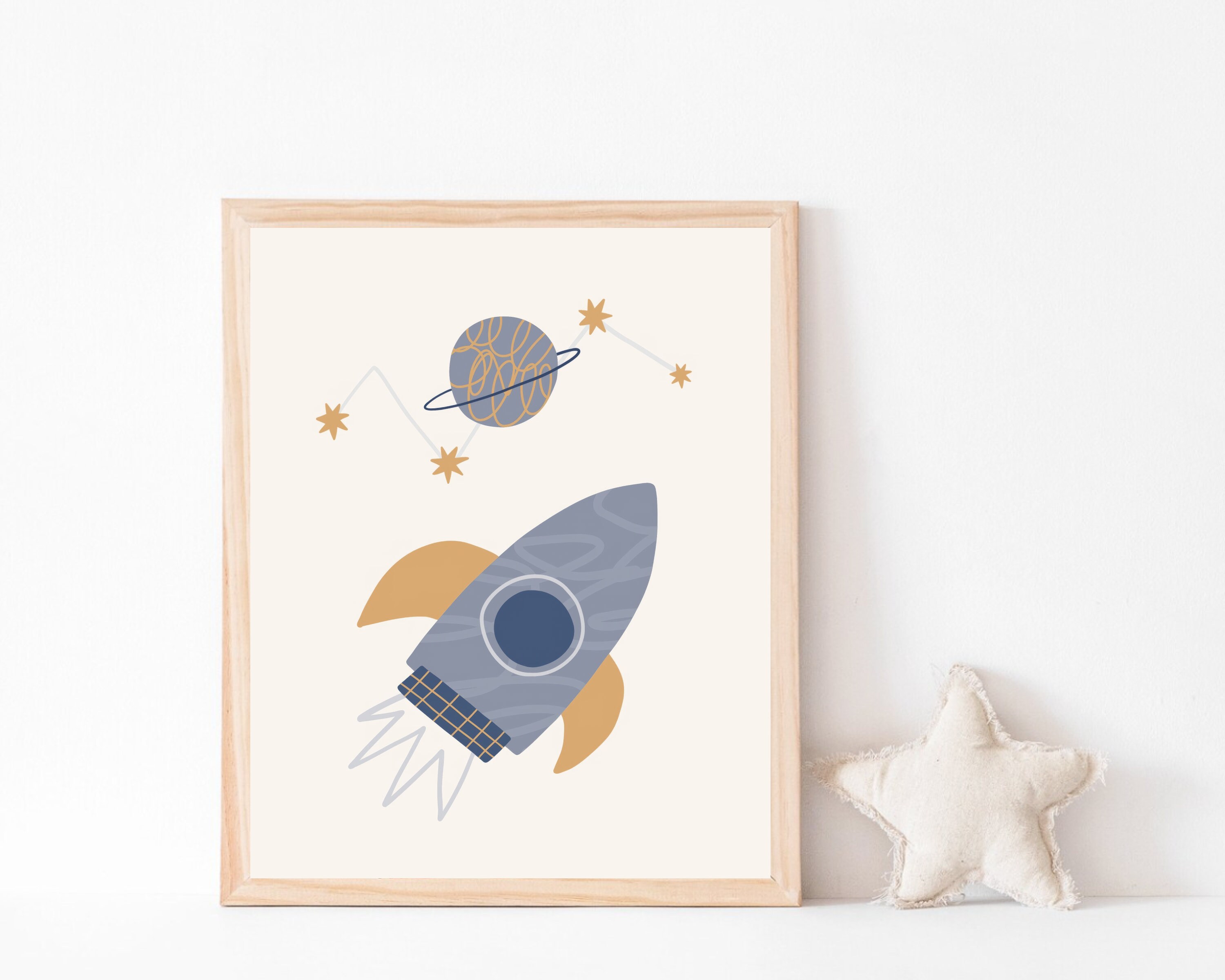 Outer Space Rocket Ship Nursery Wall Art Print, Outer Space Poster for ...