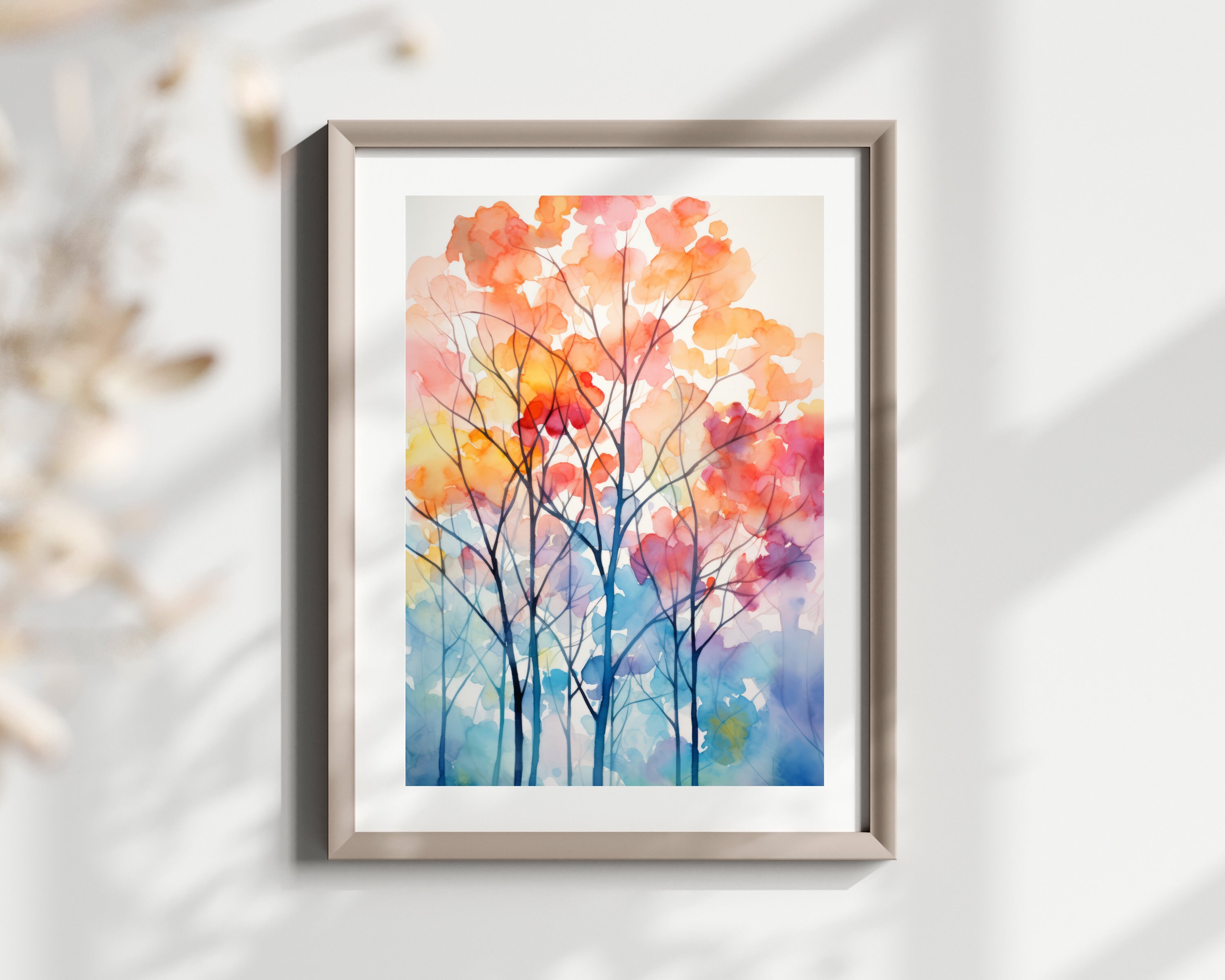 Watercolor Forest Landscape Print, Abstract Forest Printable, Abstract ...