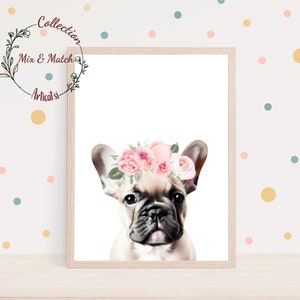 Bulldog print Bull dog print French bulldog wall art Dog lover gift Dog printable wall art Watercolor dog digital print Nursery dog wall art