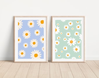 Nursery daisy flower wall art print, Nursery daisy printable wall decor, Floral nursery decor, Botanical nursery print, Daisy illustration