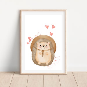 Cute mariachi hedgehog print, Watercolor hedgehog wall art for kids room, Boho hedgehog printable nursery art, Boho woodland nursery decor
