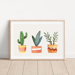 Boho druckbare Kaktus Wandkunst, Boho Kaktus Wanddekor, Aquarell Kaktus und Sukkulenten Kunstdruck, Boho botanische Wandkunst, Kakteen Kunstdruck