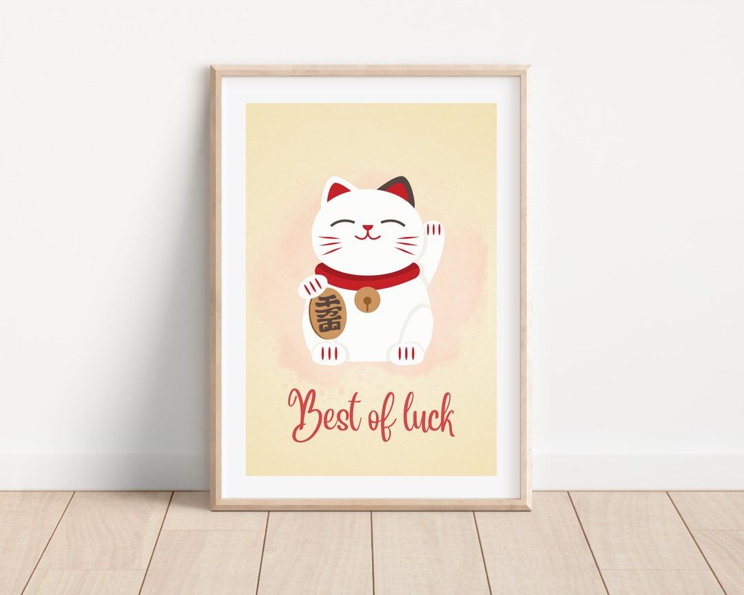 Lucky Cat Wall Art, Maneki Neko Print, Japanese Lucky Cat Print ...