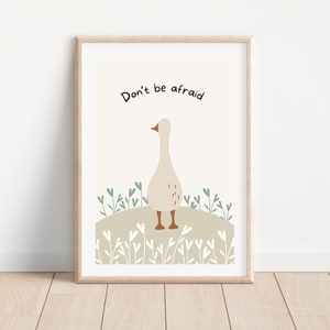Cute goose boho nursery wall art print, Inspirational quote nursery wall decor, Inspirational printable wall art print, Goose illustration