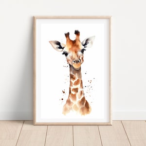 Baby giraffe art print, Giraffe nursery wall art, Safari nursery decor, Safari nursery wall print, Printable watercolor giraffe wall art