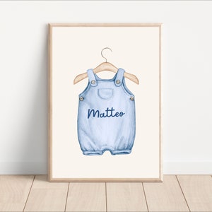 Boho personalized baby boy name sing nursery wall art print, Blue custom baby boy name sign nursery decor, Printable nursery name poster