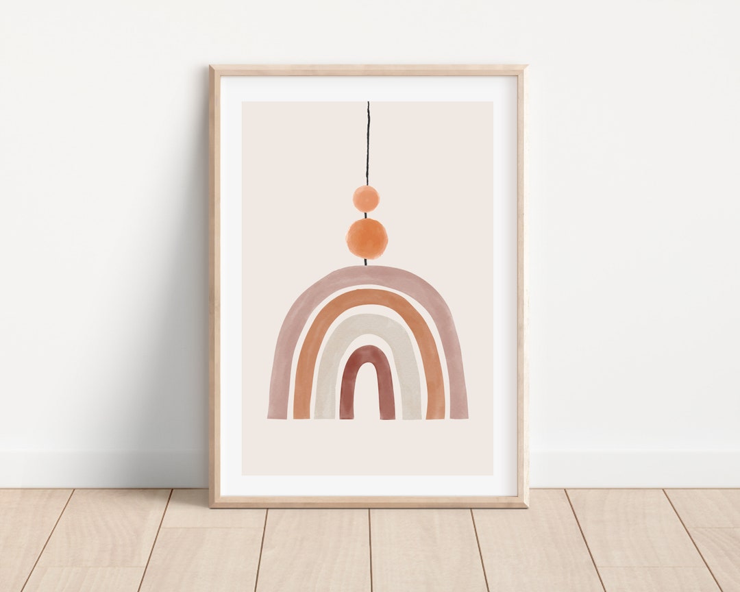 Boho Minimalist Terracotta Rainbow Wall Art Print for Neutral Gender ...
