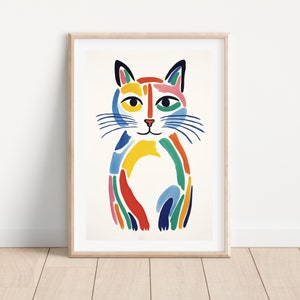 Matisse inspirierte Katze Kunstdruck, Abstrakte Matisse Katze Wandkunst, Henri Matisse Katze printable, Abstrakte Katze Wandkunst, Aquarell Katze Malerei