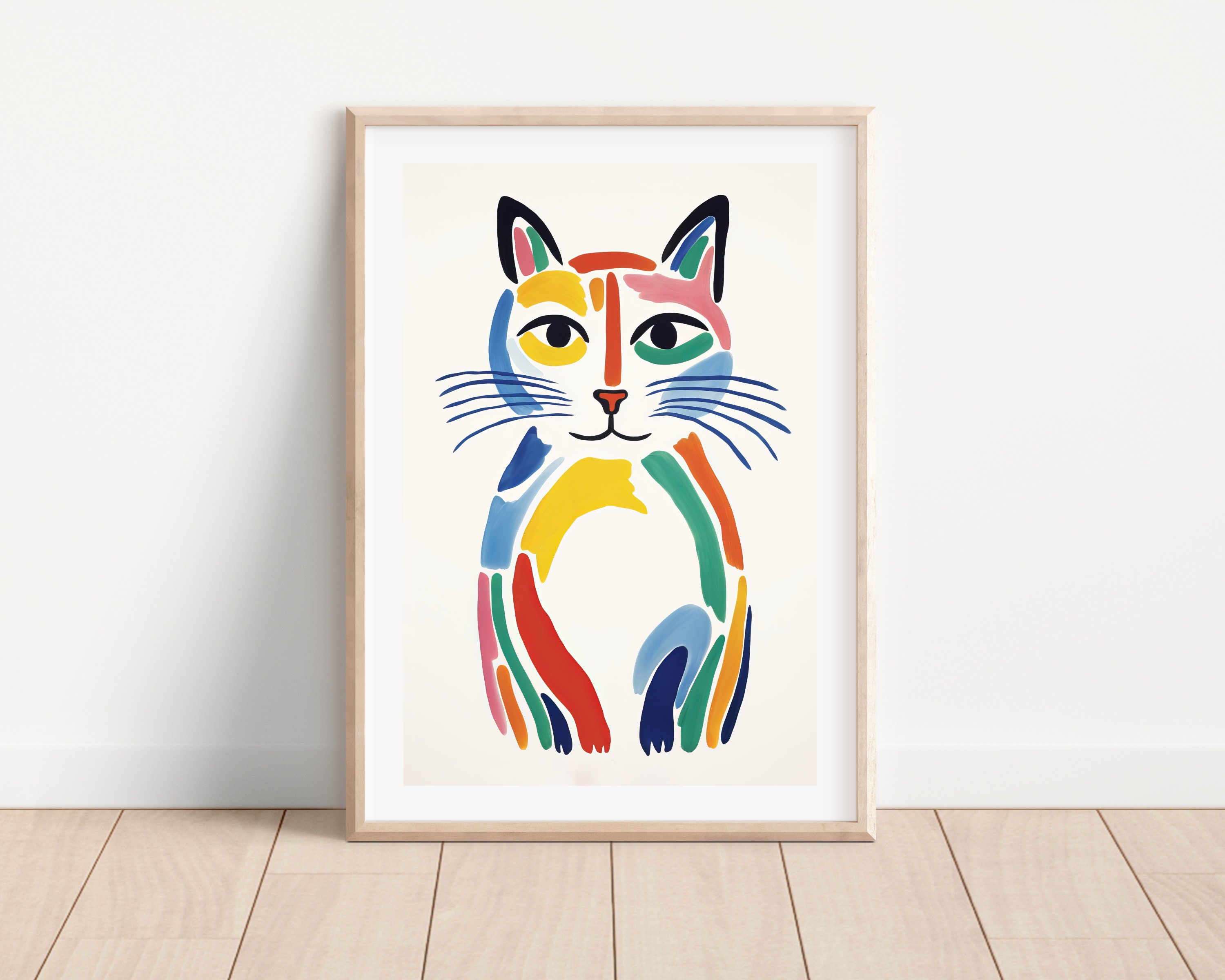 Matisse inspired cat art print, Abstract matisse cat wall art, Henri matisse cat printable, Abstract cat wall art, Watercolor cat painting