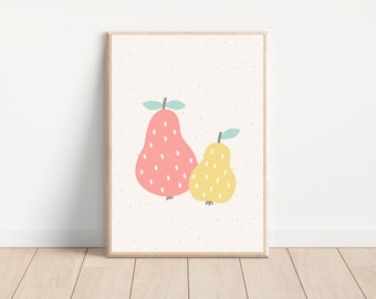 Boho Birnen Obst Poster, süßes Birnen Obst Poster, Mid century Modern Art Print, Mid century Modern Art Print, druckbare Kunst