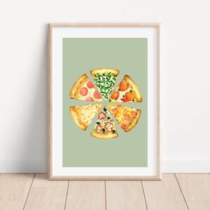 Watercolor pizza slice kitchen print, Printable pizza wall art, Italian food wall art for kitchen, Italy food print, Pizza lover print
