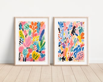 Matisse abstract flower print set, Matisse abstract botanical wall art, Henri Matisse inspired art print, Boho abstract printable wall art