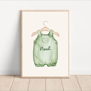 Impressão de arte de parede de berçário de sinal de nome de bebê personalizado Boho, nome personalizado verde para decoração de parede de berçário de bebê, pôster de sinal de nome para impressão