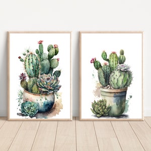 Eingemachte Sukkulenten Wandkunst Eingemachter Kaktus Druck Aquarell Kaktus Wandkunst Set Topfpflanze Poster Aquarell Sukkulenten Druck Kaktus Dekor