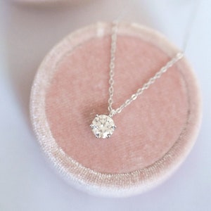 Moissanite Round Brilliant Solitaire Pendant Necklace 1 carat in Sterling Silver