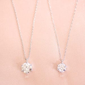 2.00ct Round Moissanite Solitaire Pendant – 14k White Gold, 18" Box Chain, Lab-Created