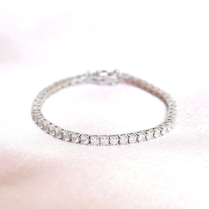 Moissanite Tennis Bracelet: 925 Sterling Silver, Rhodium Plated