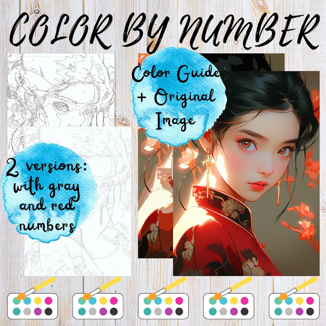 Paint By Number Printable Color By Number Adults Numbered Etsy