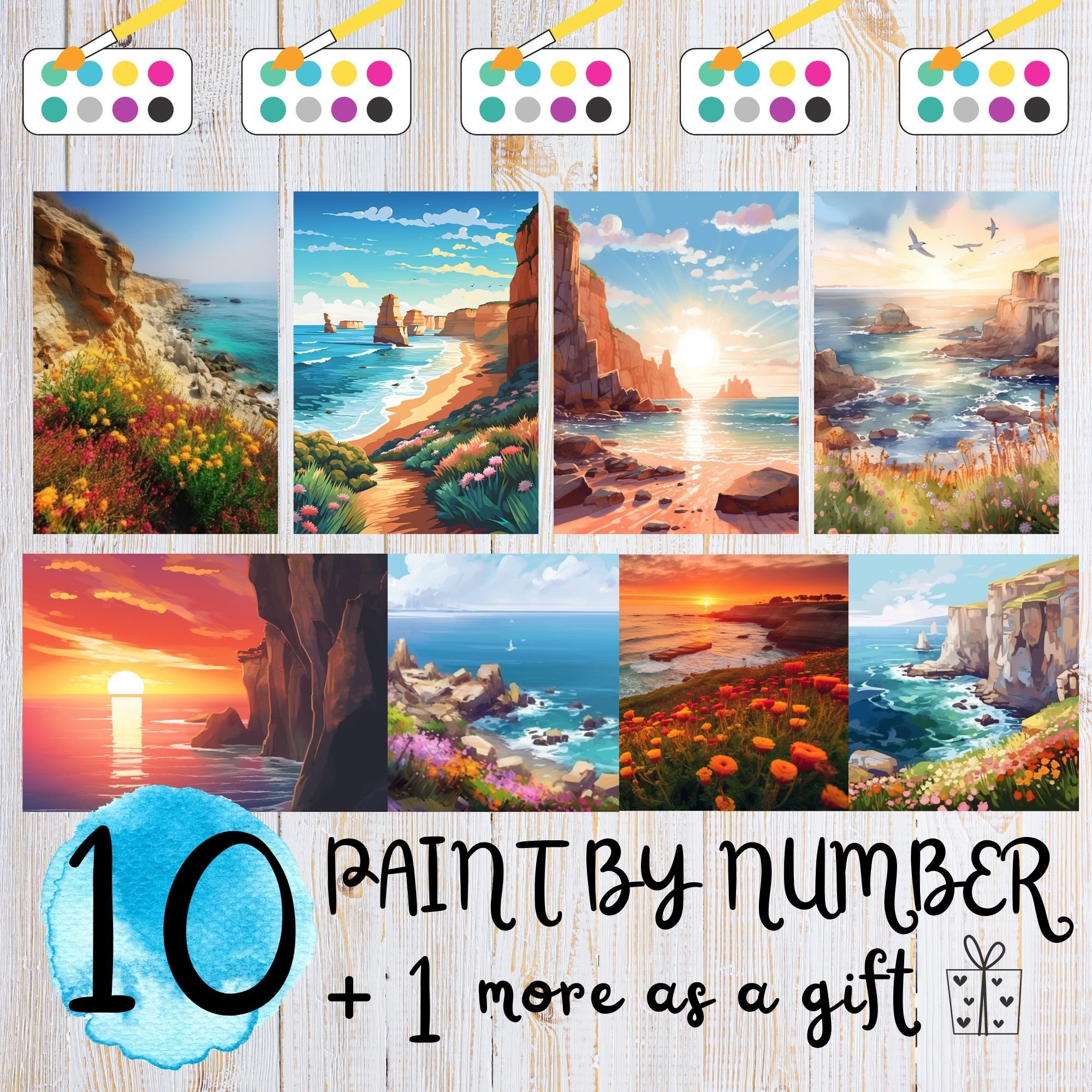  Paint by Numbers DIY Beautiful Atlantic Ocean Summer