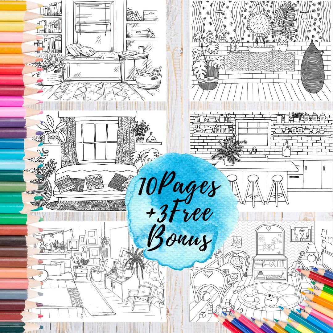Printable Coloring Pages for Adults and Kids 10 Pages 3 - Etsy