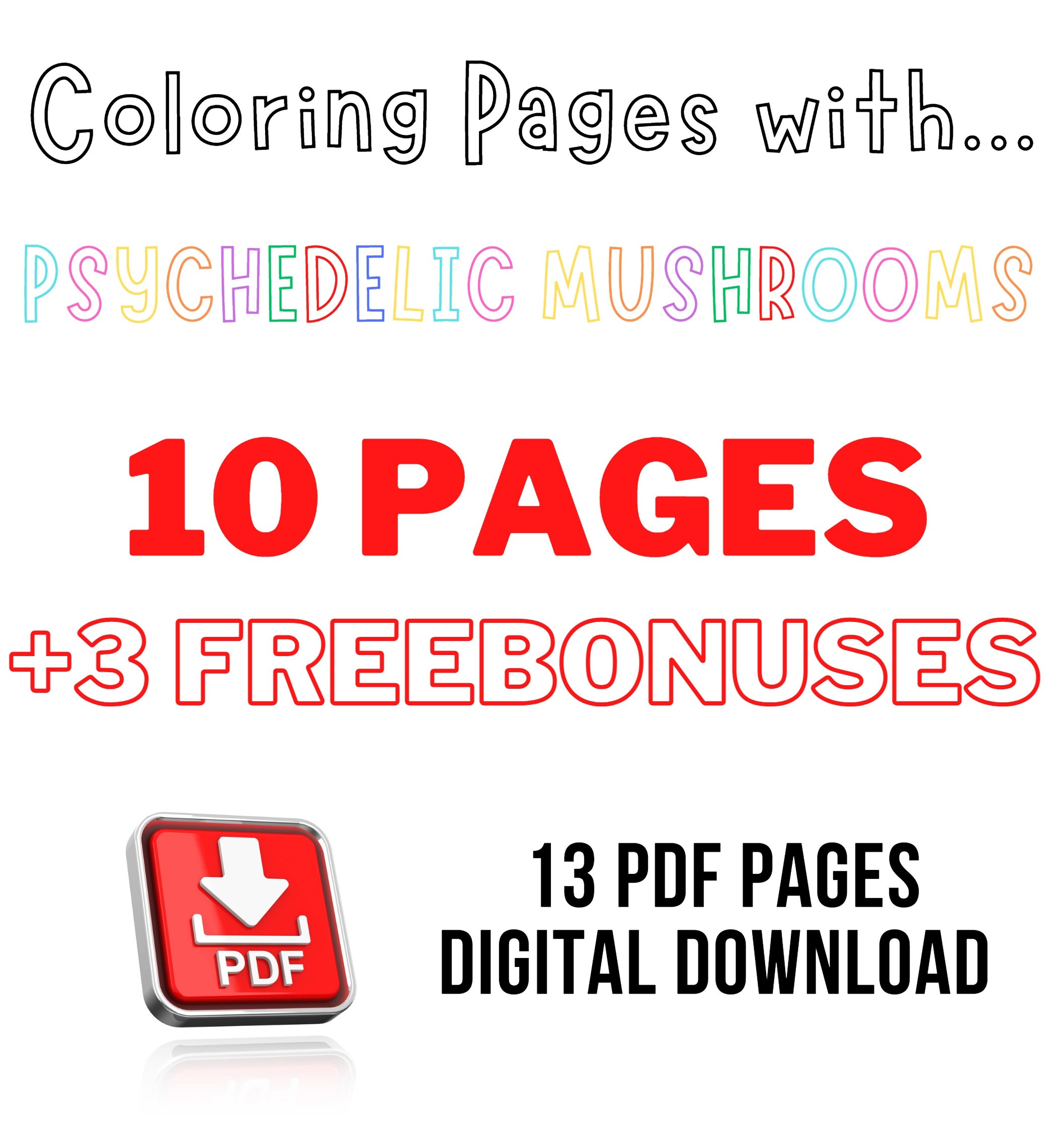 Printable Coloring Pages for Adults and Kids 10 Pages 3 - Etsy