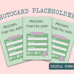 DIGITAL DOWNLOAD | Photocard binder placeholders | kpop binder filler | cute green grid purple details collection fillers |