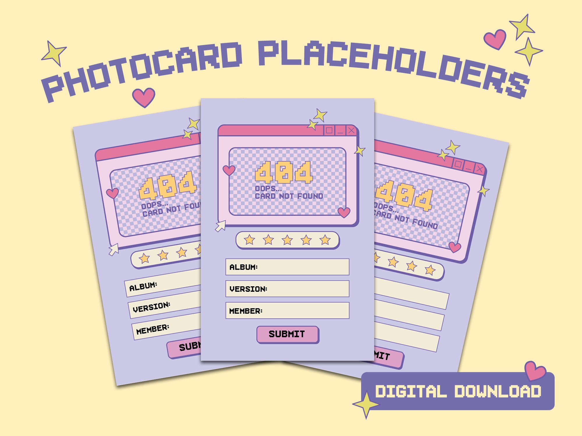 DIGITAL DOWNLOAD Photocard Binder Placeholders Kpop Binder - Etsy