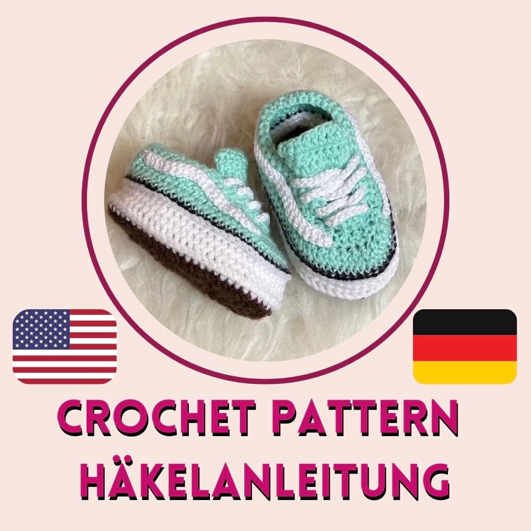 Crochet Baby Shoes Pattern PDF Vans Oldskool Sneakers DIY Baby