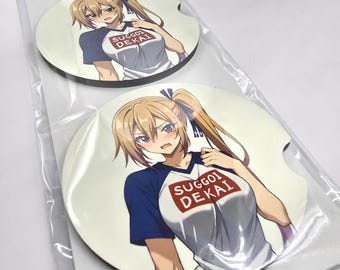 Sugoi Dekai Car Coasters - Anime Girl Coasters - Anime Cup Holder Coaster - 2.75" Anime Cup Coasters - Anime Accessories - Cute Anime Babe