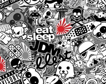 JDM Sticker Bomb Door Panel Fabrics | Door Cards | JDM Car Decorations