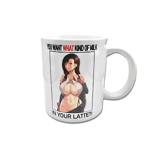 Tifa Lockhart-koffiemok - Anime-beker 11oz - Anime Babe-beker - grappige anime-mememok - wat voor soort melk zit er in je latte?!