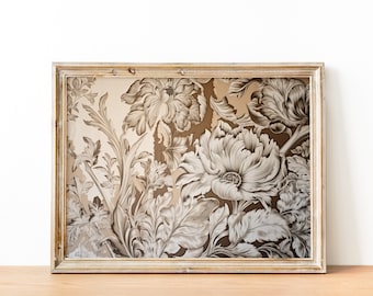 Vintage Printable Tapestry Art Print Neutral Botanical Pattern Wall ...