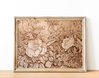 Vintage Printable Tapestry Art Print Neutral Botanical Pattern Wall ...