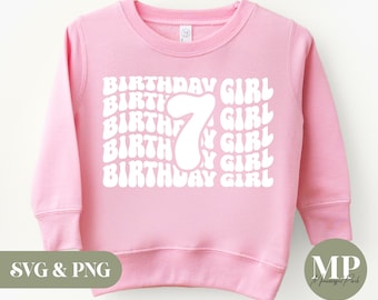 Birthday Girl | Seven Years Old | 7th Birthday SVG & PNG