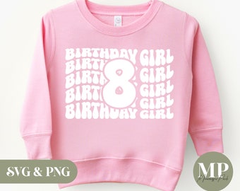 Birthday Girl | Eight Years Old | 8th Birthday SVG & PNG