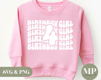Birthday Girl | Four Years Old | 4th Birthday SVG & PNG