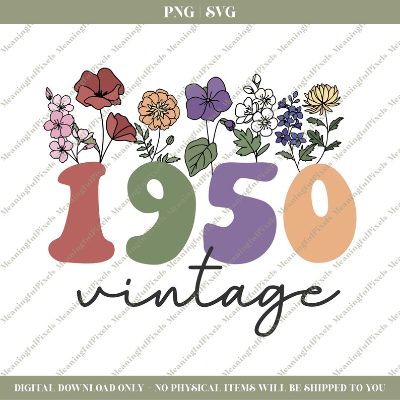 Vintage 1950 SVG & PNG - Etsy