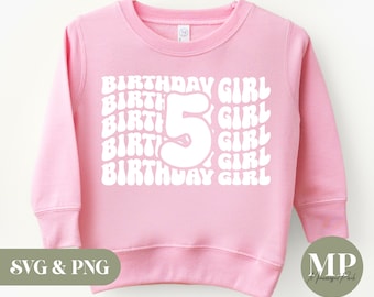 Birthday Girl | Five Years Old | 5th Birthday SVG & PNG