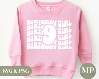 Niña de cumpleaños / Nueve años / Noveno cumpleaños SVG y PNG