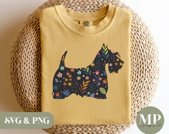 Floral Scottish Terrier SVG & PNG