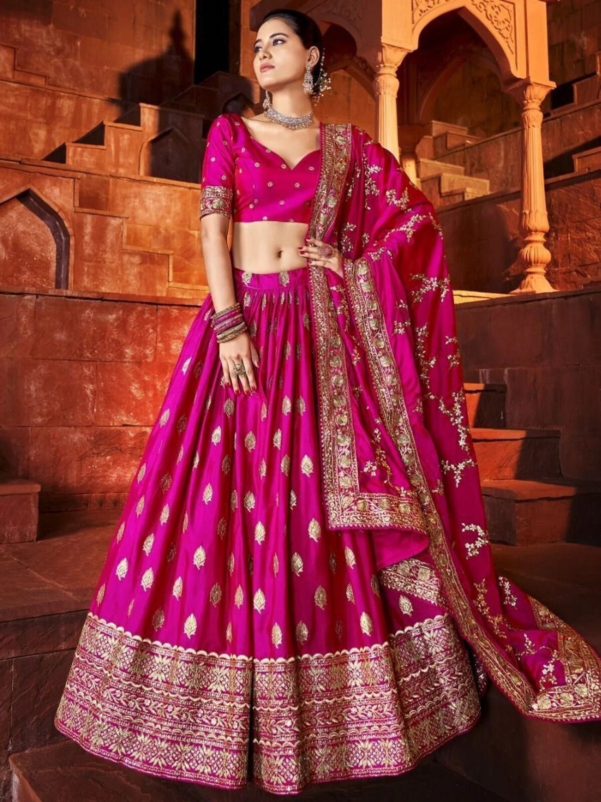 bridal lehenga rani colour