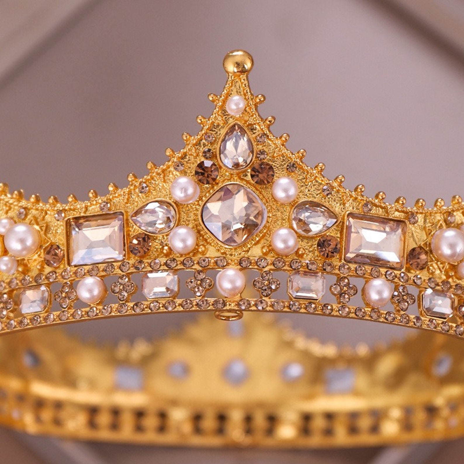 Gold Royal King Crowns for Men Full Round Men Crowns Etsy