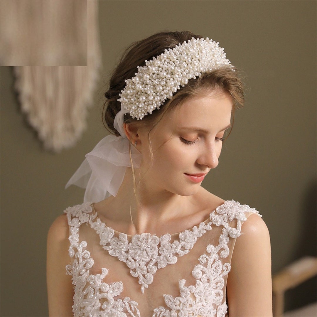 Pearl Tiaras Girls Headbands Flower Girl Headbands Etsy