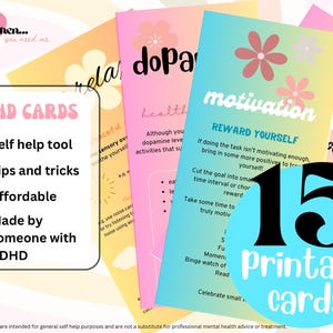ADHD Self-Help Cards for Women | Mental Health & Productivity Toolkit | ADHD Specific Affirmations | Thought Dump Notes