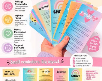 ADHD Support Cards – Regulation & Productivity Tools (Printable PDF)