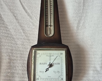 Federal Art Deco Style Banjo Barometer And Thermometer - Made In England