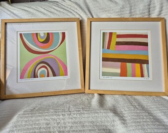 2 Vintage 1990s Ikea D van B Framed Print Pictures Colour Pattern No 4 and Colour Experiment No 28