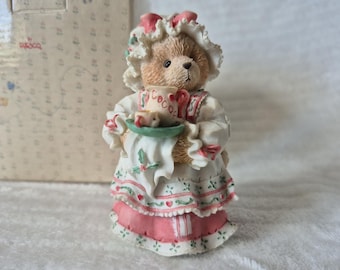 Vintage 1995 Cherished Teddies "Holly" Figurine #141119. A Cup Of Homemade Love. Enesco Priscilla Hillman Collectible Bear with Hot Cocoa.